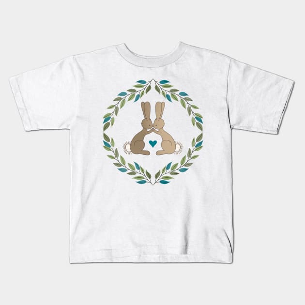 Kissing Bunnies Kids T-Shirt by FrancesPoff